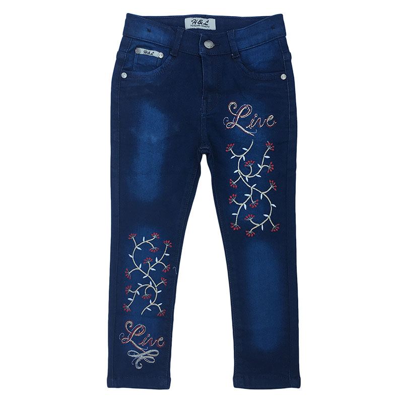 Girls Blue Jeans Embroidery