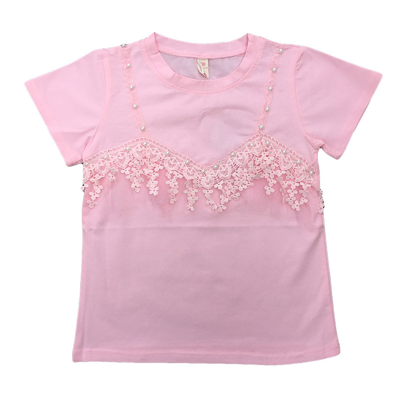 Girls T-Shirt Beads Pink